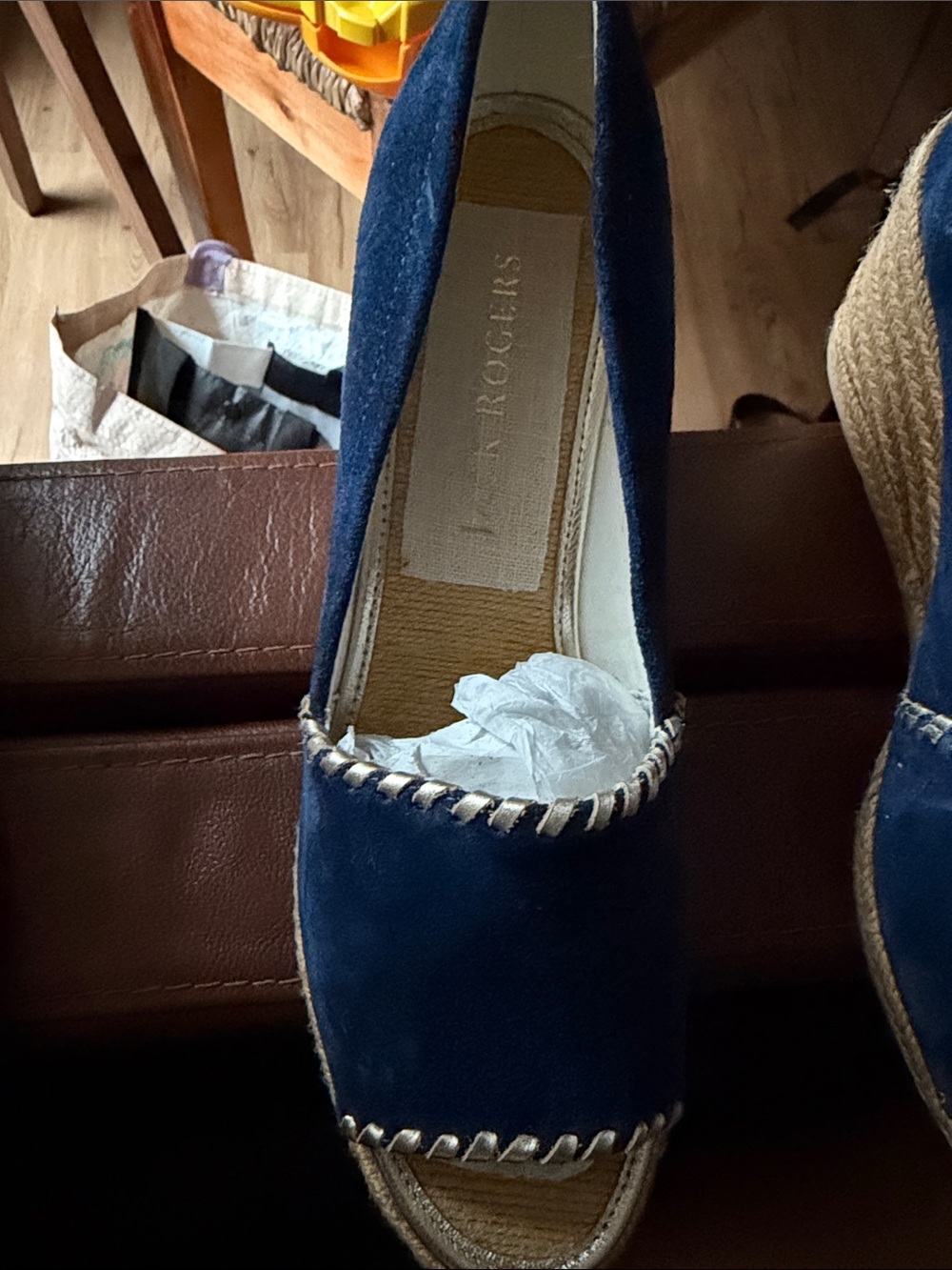 Jack Rogers Navy Suede Espadrille Platform Wedge